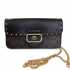Coach Black and Brown Crossbody Bag with Gold Accents